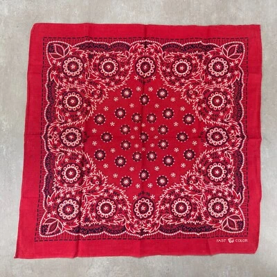 Vintage 1940s Trunk Down Elephant Fast Color Red Paisley Bandana Cowboy Western - Image 1 of 4