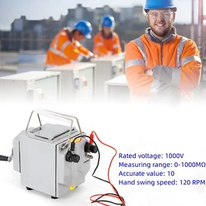 Megohmmeter 1000V Insulation Resistance Tester Hand Crank Megger 1000MΩ - Picture 1 of 9