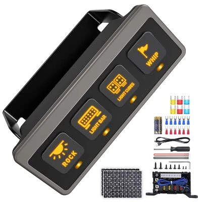Wireless Switch Panel 4 Gang Led Touch ON-Off Switch Remote Control For UTV ATVs - Image 1 of 4