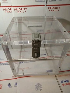 14x14 Inch Clear Acrylic Box Padlock Donation Gift Drawing Ballot Case 1" THICK - Picture 1 of 12