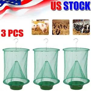 3 X Fly Trap Ranch Reusable Catcher Killer Cage Net Pest Bug Catch Hanging Horse - Picture 1 of 10