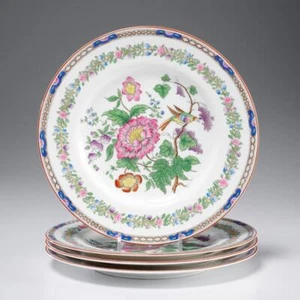 Four (4) Spode Copeland England Luncheon Plates Exotic Bird Flowers 9in. dia. - Picture 1 of 5