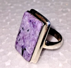 Vintage Sterling Silver Ring Marked 925 INDIA Charoite Purple SIZE 6 weight 8.5g - Picture 1 of 5
