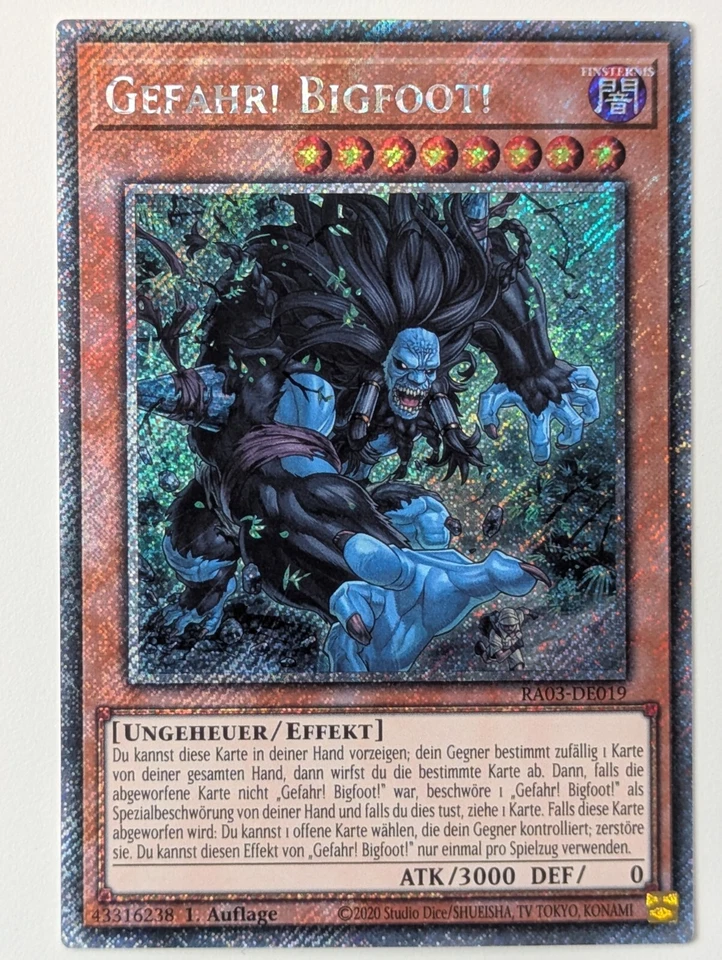 Gefahr! Bigfoot! RA03-DE019 Platinum Secret Rare DE NM YUGIOH - Bild 1 von 1