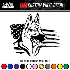 German Shepherd American Flag Vinyl Decal Sticker | Ripped Torn USA 833 - Picture 1 of 3