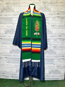 Graduation Stole Class of 2025 Sarape Mexican sash Virgen Guadalupe Stole Green - Picture 1 of 2