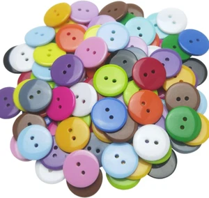 9/10"(23Mm) Mix Lots 100Pcs Resin Button Solid Color 2Holes Craft Clothes Sewing - Picture 1 of 5