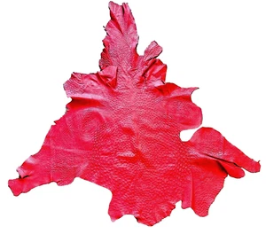 Ostrich skin Leather,  (%100 Natural Genuine Hide)RED Grade B. Size:12 - Picture 1 of 5