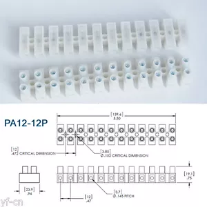 1pc Electrical 12 Pole Way Barrier Terminal Strip Block Pitch 12mm 600V 22-8AWG - Picture 1 of 6