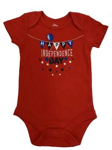 Infant Baby Boys Red Happy Independence Day Patriotic Bodysuit Outfit 0-3M - Picture 1 of 1