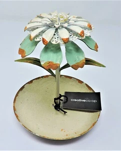 Creative Co-op DA1928A 5-3/4"H Metal Flower Rustic Jewelry Holder w/ Tiny Pearls - Picture 1 of 3