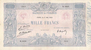 1000 Francs Rose et Bleu - 01-05-1925 - Série R.1918 - PTTB - Picture 1 of 2