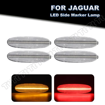 For 1998-03 Jaguar XJ8 LED Front + Rear Bumper Side Marker Light Lamp Clear Lens - Image 1 of 4