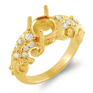 Anillo de compromiso redondo de diamantes naturales de 0,30 quilates de oro amarillo de 14 k  - Imagen 1 de 3