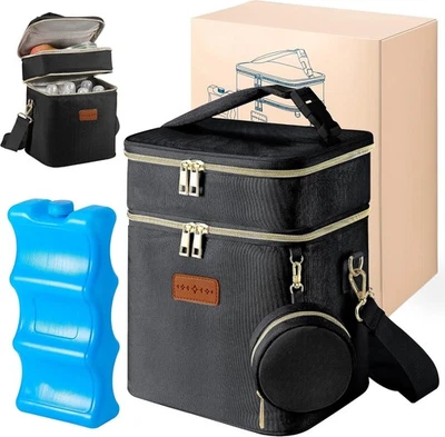 Saco refrigerador de leite materno com pacote de gelo e estojo de chupeta, saco de garrafa grande isolado - Imagem 1 de 4