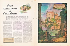 1926 KORALLENGIEBEL FLORIDA MIAMI RIVIERA 2PG RIESIG 20x13 FARBANZEIGE Lesen P60 - Bild 1 von 4