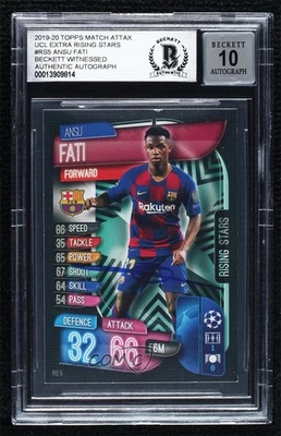 BAS 2019 Topps UCL Match Attax Extra Rising Stars Ansu Fati Authentic Rookie RC - Image 1 of 2