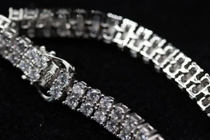 5CT Double Layer Lab Grown Diamond Tennis Bracelet 14K White Gold Over Gift G SI - Picture 1 of 7