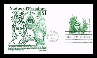 DR JIM STAMPS US COVER STATUE OF FREEDOM $1 FDC PANDA THERMOGRAPHED CACHET - Image 1 of 2