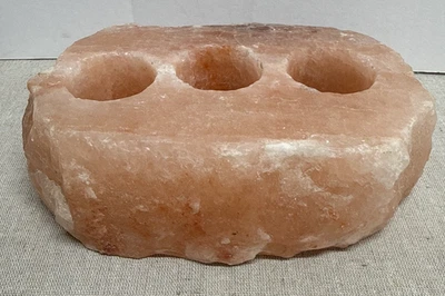Himalayan Salt Crystal Tea Light Candle Holder Base - Triple Three - 2.5x8" - Image 1 of 4