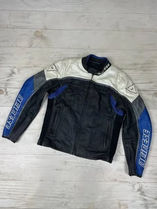 Vintage Dainese Racing Leather Jacket Moto Grand Prix Men Size M Black - Picture 1 of 24