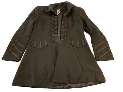 Zelda Vintage 80’s 90’s Women’s 14 Coat Faux Military Black Rayon Cosplay Cute - Image 1 of 4