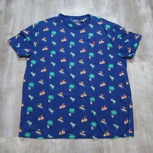 Polo Ralph Lauren Hemd Herren XLarge Blau Surf Tropical Fish Pineapple Palm Tree - Bild 1 von 8