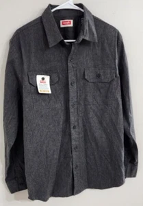 Men's LS WRANGLER Medium Denim Gray 2 Pocket Soft Cotton Button Up Shirt 339 - Picture 1 of 9