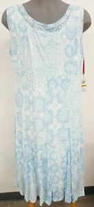 Ruby Road Spring Blooms Blue White Geo Pattern Women's Dress NWT 3XL 2XL $76 - Picture 1 of 3
