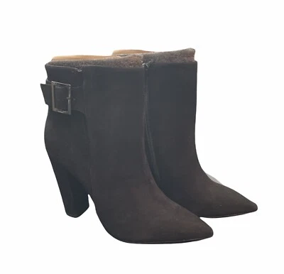 "Botines de gamuza negros con cremallera al tobillo 4"" tacón menta escarlata talla 7,5 EE. UU. Foto 1 de 4