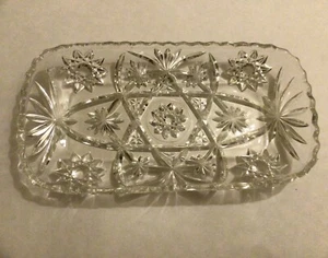 EAPC ANCHOR HOCKING STAR OF DAVID PRESSED GLASS TRAY - Picture 1 of 4