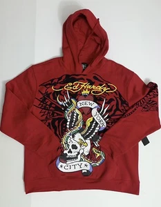 Ed Hardy Eagle Skull Snake New York Hoodie size XL Pullover Sweater - Picture 1 of 4
