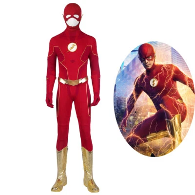 The Flash season 8 Barry Allen Costume Cosplay Suit Black Ver1 Red Outfit - Image 1 of 4