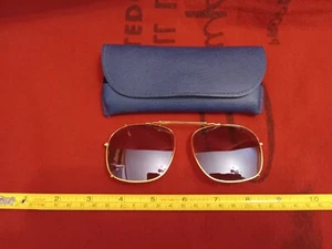 VINTAGE CLIP ON SUNGLASSES UV PROTECTION ADJUSTABLE AVIATOR - Picture 1 of 5