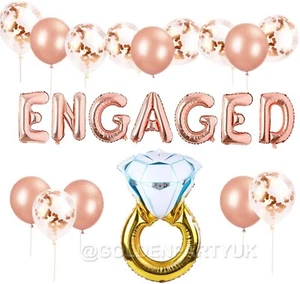 Engaged Balloon Set Engagement Banner Ring Foil Wedding Party Decor - Picture 1 of 5