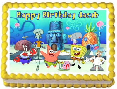 Bob Esponja Pantalones Cuadrados Comestibles Imagen Decoración Fiesta Foto 1 de 2