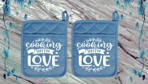 Cooking With Love #2 (2) Porta Pentole Tascabili Cucina Forno Mitt 18slatedbl - Foto 1 di 1
