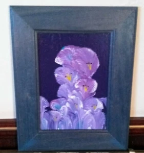 Pintura acrílica de tirar de cadena sobre lienzo enmarcada ayuda a apoyar la concientización sobre el Alzheimer - Imagen 1 de 2