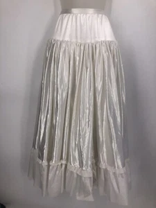 Vtg Petticoat Extra Ruffled White Satin Dance Slip Petticoat Small Waist - Picture 1 of 5