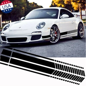 2x Black Sport Racing Stripe Graphic Sticker Car Body Side Door Vinyl Decal Trim - Bild 1 von 9