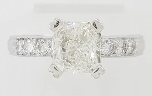 Radiant Cut Diamond Platinum Engagement Ring 1.8 ct Retail $15,500 - Picture 1 of 9