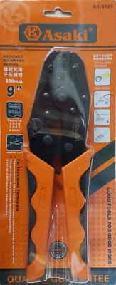 ASAKI AK-9126 Ratchet Insulated Lug Spade Pin Terminal Cable Wire Crimper  - image 1 of 4