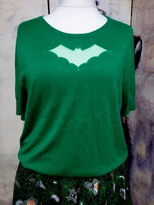 BNWT 4XL 22 HELL BUNNY GREEN BAT JUMPER HALLOWEEN HORROR GOTHIC 50S PSYCHOBILLY - Picture 1 of 4