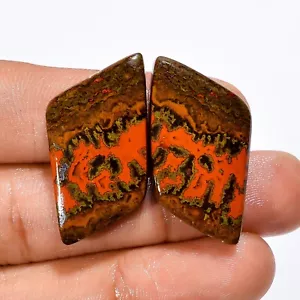 41.50 Cts Genuine Seam Agate Loose Gemstone Fancy Cabochon Pair 31X15X4 mm - Picture 1 of 6