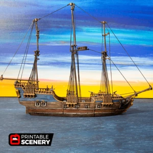 Frigate Mk2 - Pirate Ship - Tabletop Terrain Miniature Terrain Wargaming - Picture 1 of 11