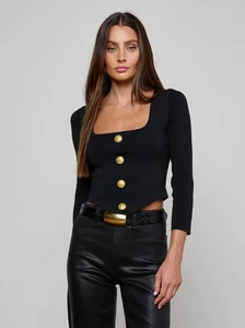 NEW L'AGENCE Sasha Top Black/Gold XL/XXL - Picture 1 of 2