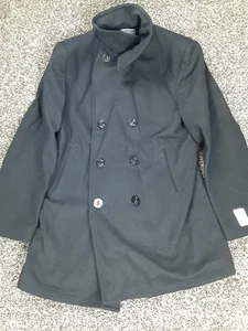 DSCP US Navy Men's Quarterdeck Collection Wool Pea Coat Overcoat Size 44L Black - Picture 1 of 12
