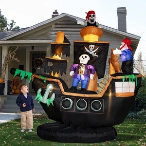 7 Fuß Skelette Geister auf Piratenschiff Halloween Schlauchboote Halloween Deko... - Bild 1 von 6