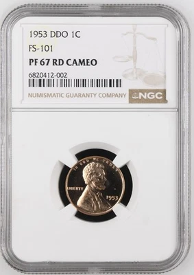1953 Lincoln Cent DDO FS 101 NGC PF67 Cameo RED RARE PR67 Cameo POP 17/3 FROSTY - Image 1 of 2