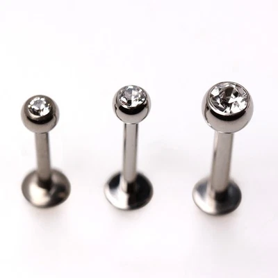 Grade 23 Titanium Labret with Clear Gem Ball * - Image 1 of 3